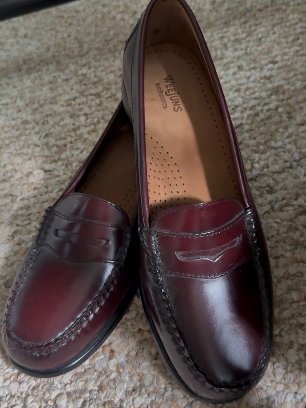 Weejuns Women’s Burgundy Penny Loafers - Classic Leather Flats